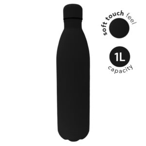 MODENA - Giftology Soft Touch lnsulated Water Bottle - 1L - Black - Flasks & Bottles - Eco-Friendly Corporate Gifts Dubai