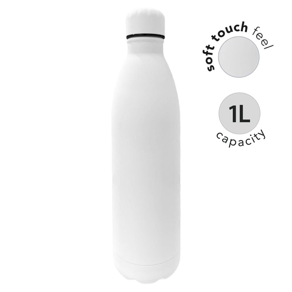MODENA - Giftology Soft Touch lnsulated Water Bottle - 1L - White - Flasks & Bottles - Eco-Friendly Corporate Gifts Dubai