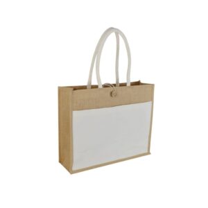 MONCLOVA - Jute Bag with Canvas Pocket - Natural - Shopping & Tote Bags - Eco-Friendly Corporate Gifts Dubai