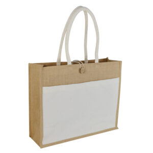 MONCLOVA - Jute Bag with Canvas Pocket - Natural - Shopping & Tote Bags - Eco-Friendly Corporate Gifts Dubai