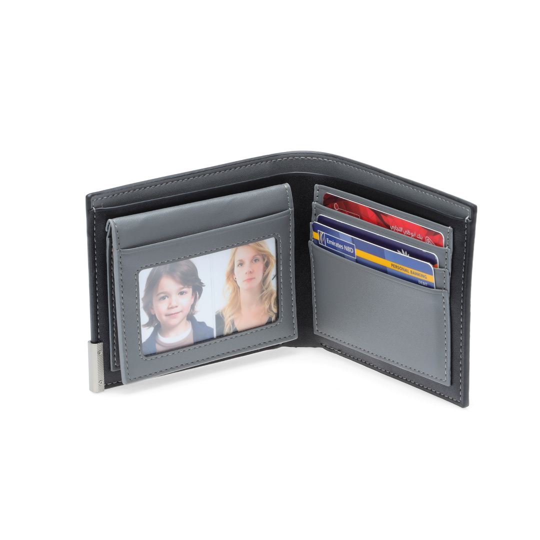 NIORT - Men's Billfold PU wallet with flip pocket - Black / Grey - Card Holders & Wallets - Eco-Friendly Corporate Gifts Dubai
