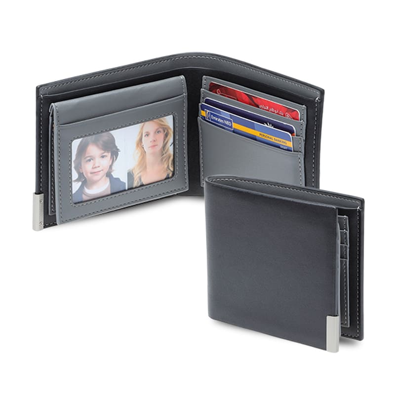NIORT - Men's Billfold PU wallet with flip pocket - Black / Grey - Card Holders & Wallets - Eco-Friendly Corporate Gifts Dubai
