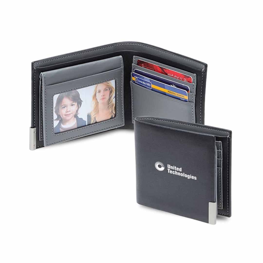 NIORT - Men's Billfold PU wallet with flip pocket - Black / Grey - Card Holders & Wallets - Eco-Friendly Corporate Gifts Dubai