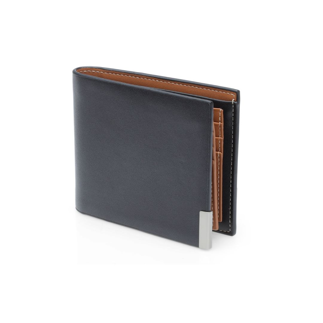 NIORT - Men's Billfold PU wallet with flip pocket - Black / Tan - Card Holders & Wallets - Eco-Friendly Corporate Gifts Dubai