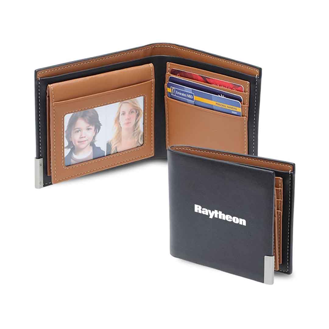 NIORT - Men's Billfold PU wallet with flip pocket - Black / Tan - Card Holders & Wallets - Eco-Friendly Corporate Gifts Dubai