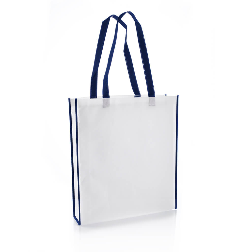 Non-Woven Shopping Bag Vertical White/N.Blue - Shopping & Tote Bags - Eco-Friendly Corporate Gifts Dubai