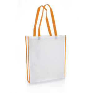 Non-Woven Shopping Bag Vertical White/Orange - Shopping & Tote Bags - Eco-Friendly Corporate Gifts Dubai