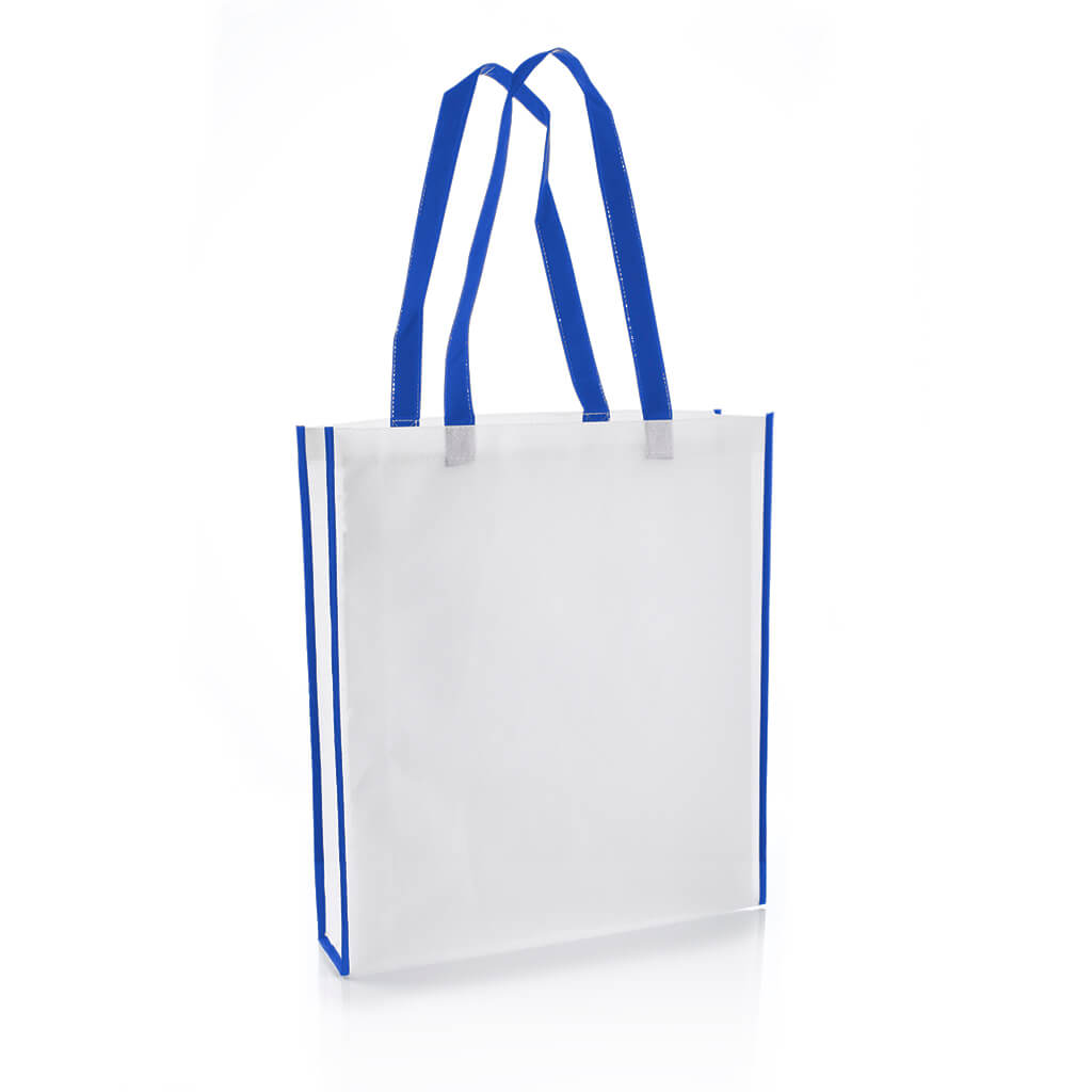 Non-Woven Shopping Bag Vertical White/R.Blue - Shopping & Tote Bags - Eco-Friendly Corporate Gifts Dubai