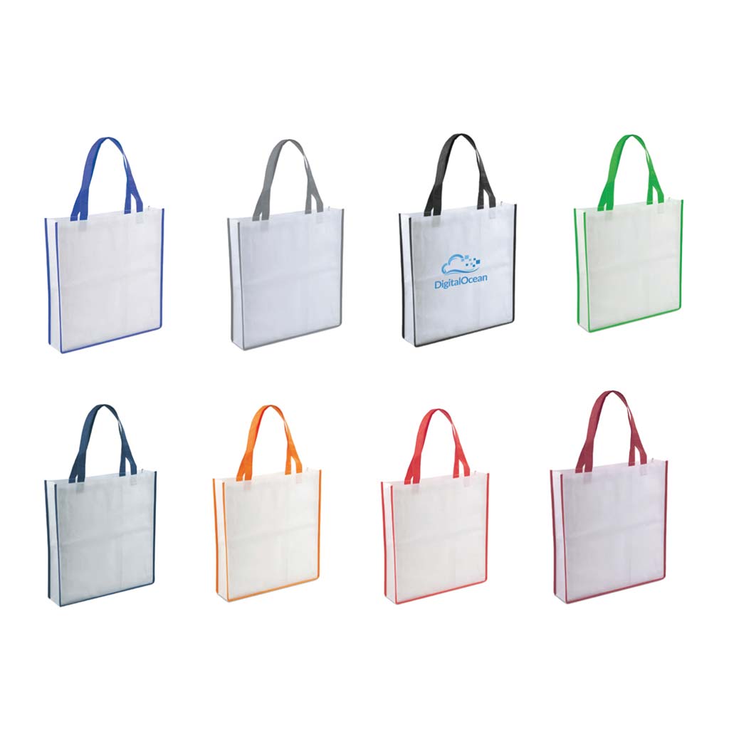 Non-Woven Shopping Bag Vertical White/R.Blue - Shopping & Tote Bags - Eco-Friendly Corporate Gifts Dubai