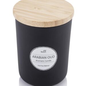 NOUM - Arabic Oudh Scented Glass Candle with Bamboo Lid - Black - Wellness & Self-Care - Eco-Friendly Corporate Gifts Dubai