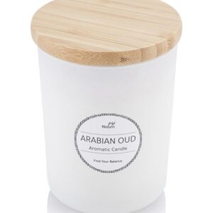 NOUM - Arabic Oudh Scented Glass Candle with Bamboo Lid - White - Wellness & Self-Care - Eco-Friendly Corporate Gifts Dubai