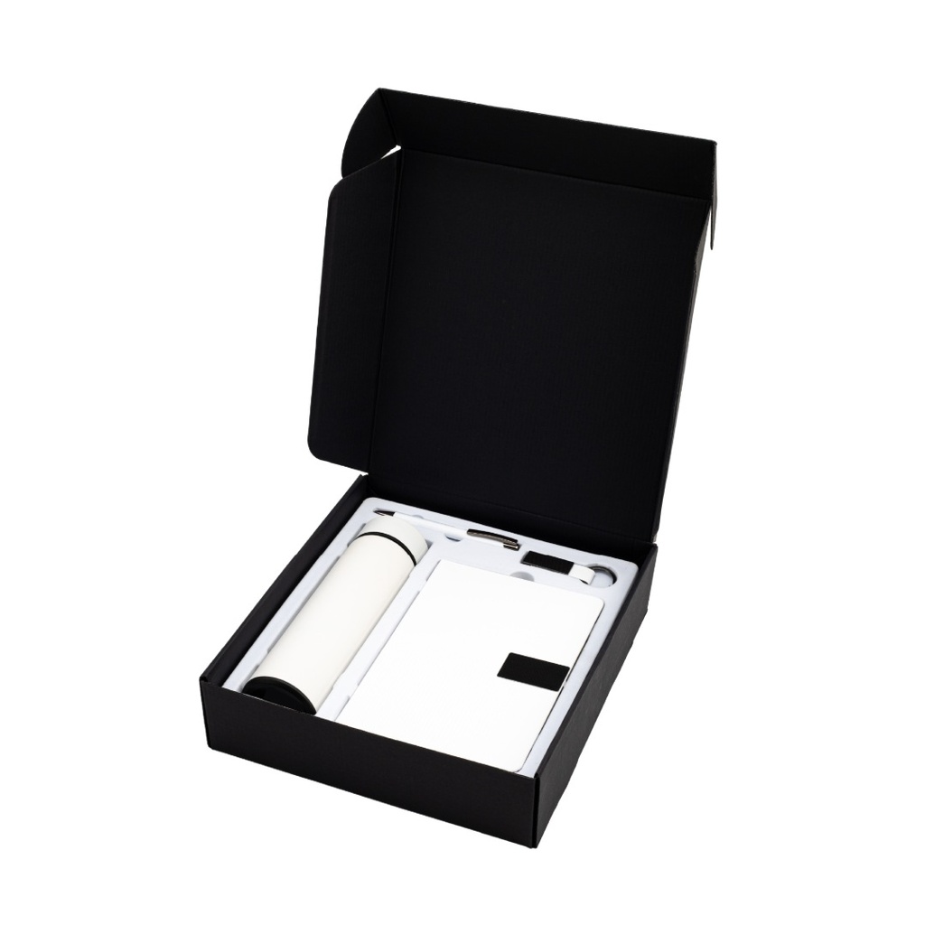 ORION SET - Giftology Set of Temperature Flask, Notebook, Pen and Keychain - White - Gift Sets - Eco-Friendly Corporate Gifts Dubai