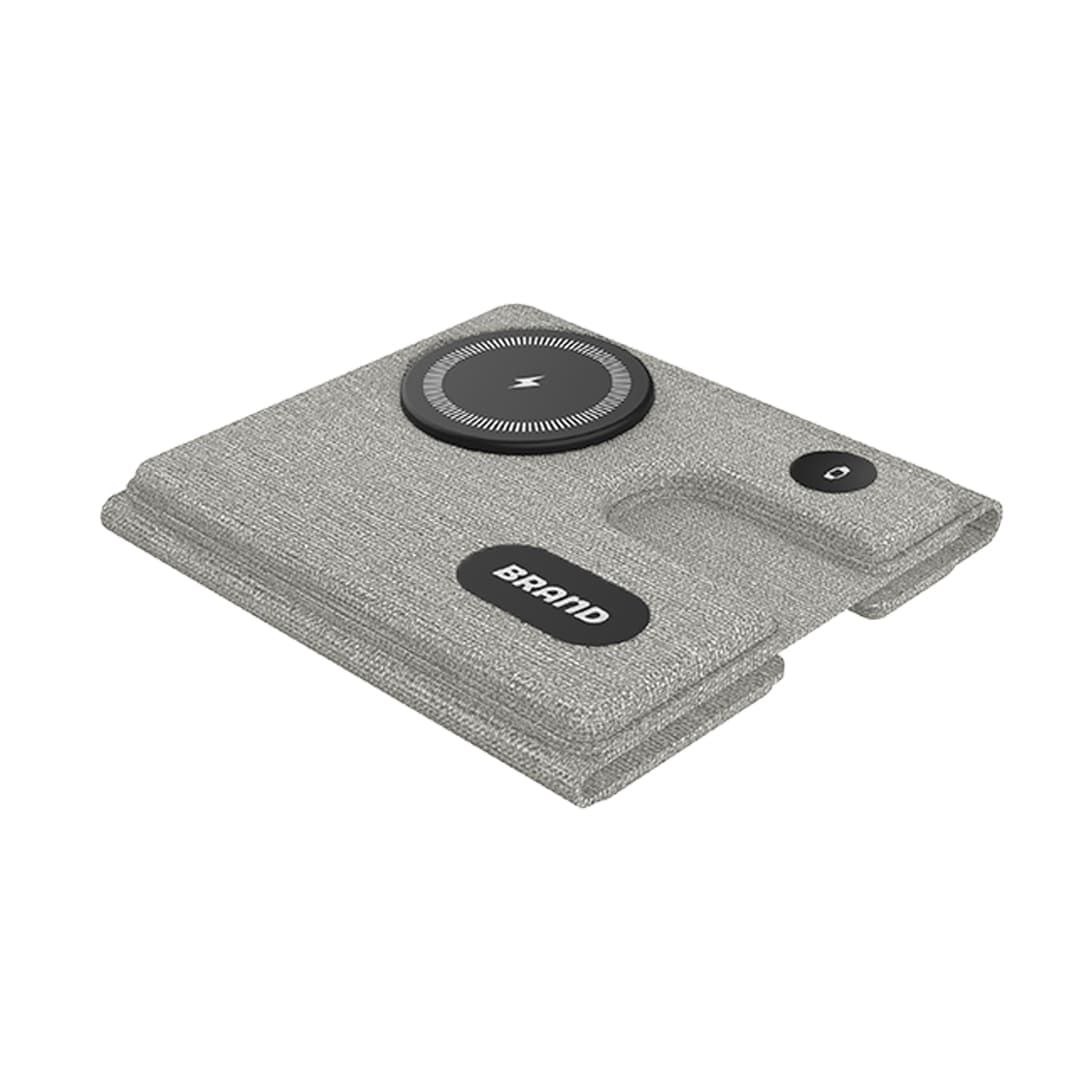 PLANA - CHANGE ZERO Recycled 3-in-1 Wireless Charger Station - Grey - Stationery & Desk Items - Eco-Friendly Corporate Gifts Dubai