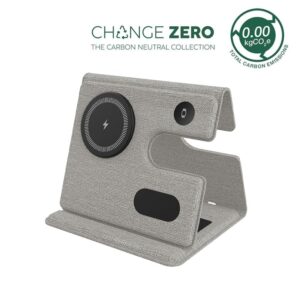 PLANA - CHANGE ZERO Recycled 3-in-1 Wireless Charger Station - Grey - Stationery & Desk Items - Eco-Friendly Corporate Gifts Dubai