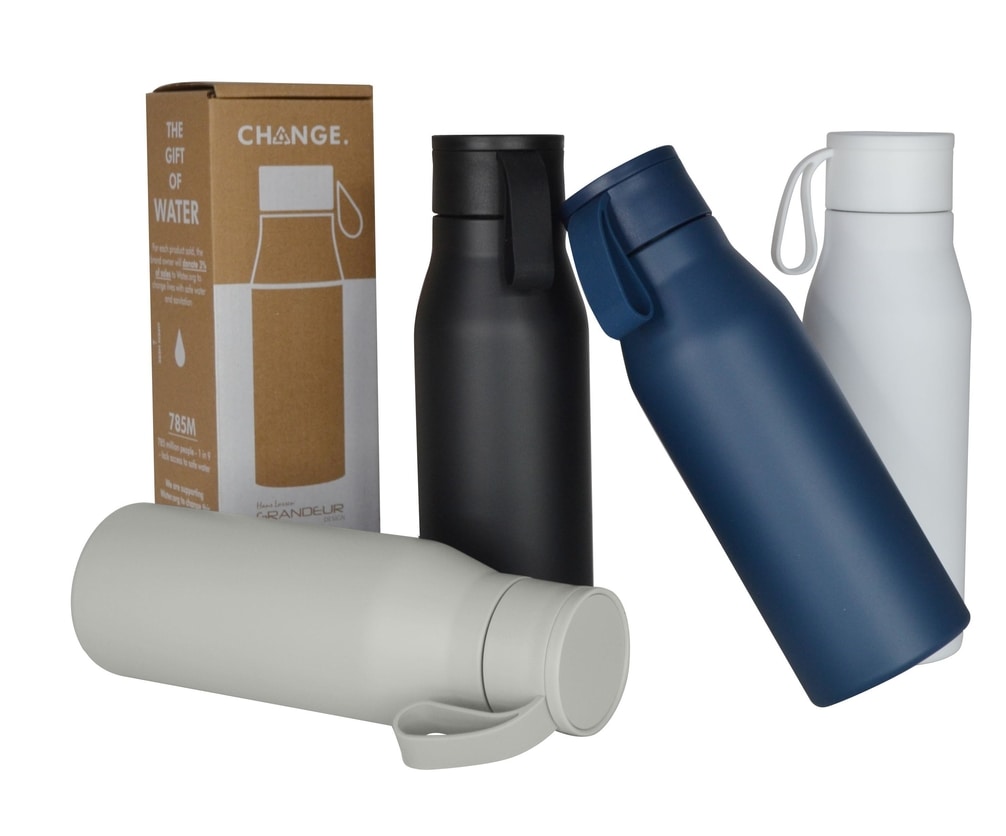 R-NEBRA - CHANGE Collection Recycled Stainless Steel Vacuum Bottle - White - Flasks & Bottles - Eco-Friendly Corporate Gifts Dubai