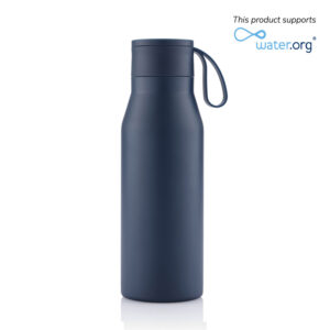 R-NEBRA - CHANGE Collection Recycled Stainless Steel Vacuum Bottle with Loop - Navy Blue - Flasks & Bottles - Eco-Friendly Corporate Gifts Dubai