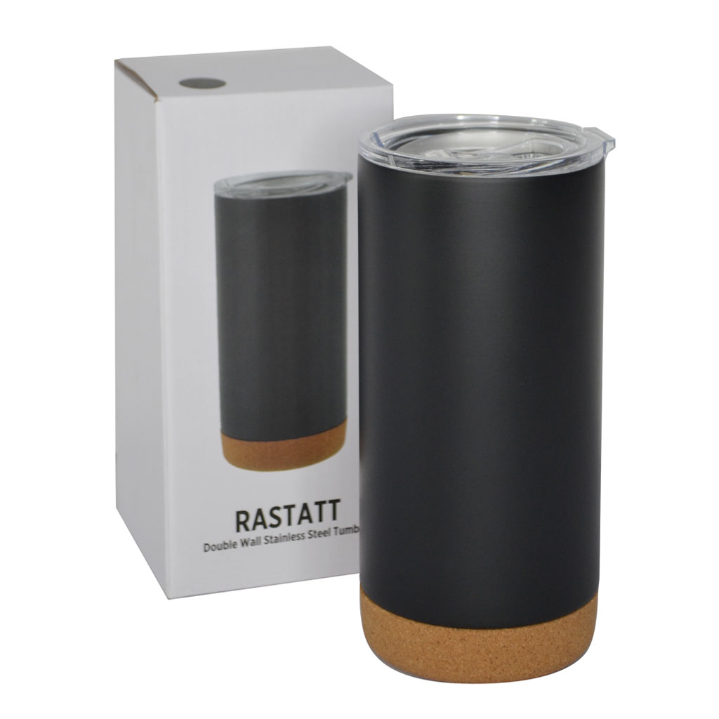 RASTATT - Giftology Insulated Mug / Tumbler with Cork Base - Black - Mugs & Cups - Eco-Friendly Corporate Gifts Dubai