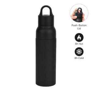 RHODES - Hans Larsen Double Wall Bottle with Push Lid 550 ml - Black - Flasks & Bottles - Eco-Friendly Corporate Gifts Dubai