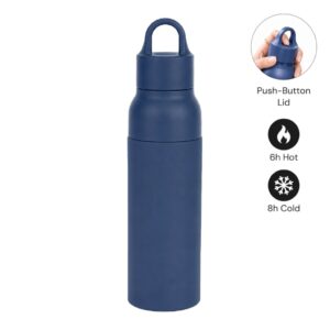 RHODES - Hans Larsen Double Wall Bottle with Push Lid 550 ml - Navy Blue - Flasks & Bottles - Eco-Friendly Corporate Gifts Dubai