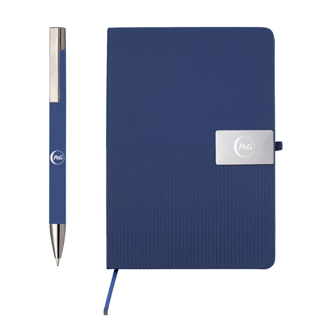 RIPPLE SET - Giftology Set of Notebook and Pen - Navy Blue - Gift Sets - Eco-Friendly Corporate Gifts Dubai