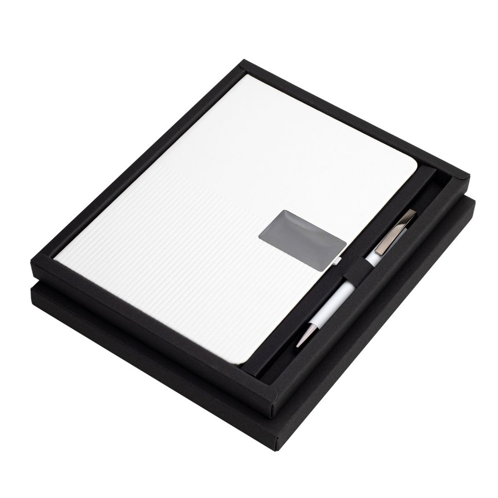 RIPPLE SET - Giftology Set of Notebook and Pen - White - Gift Sets - Eco-Friendly Corporate Gifts Dubai