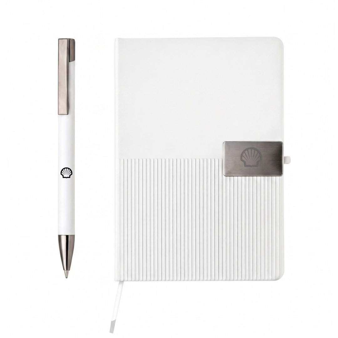 RIPPLE SET - Giftology Set of Notebook and Pen - White - Gift Sets - Eco-Friendly Corporate Gifts Dubai