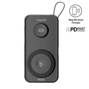 ROTTERDAM - @memorii® 10,000mAh Universal Wireless Powerbank with inbuilt cables - Black - Powerbanks & Chargers - Eco-Friendly Corporate Gifts Dubai