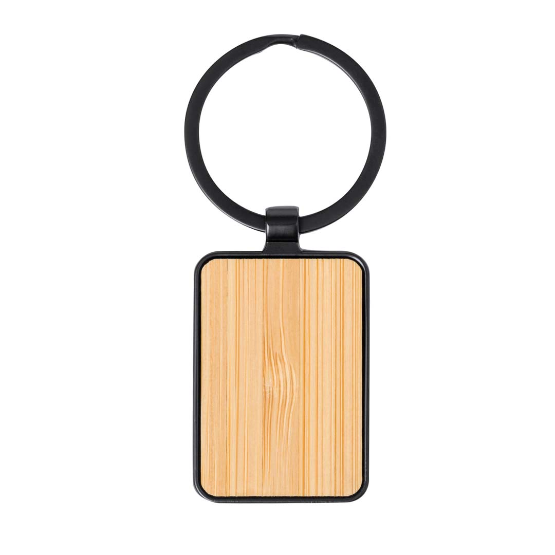 RUBI - Rectangle Bamboo Metal Keychain - Key Holders - Eco-Friendly Corporate Gifts Dubai