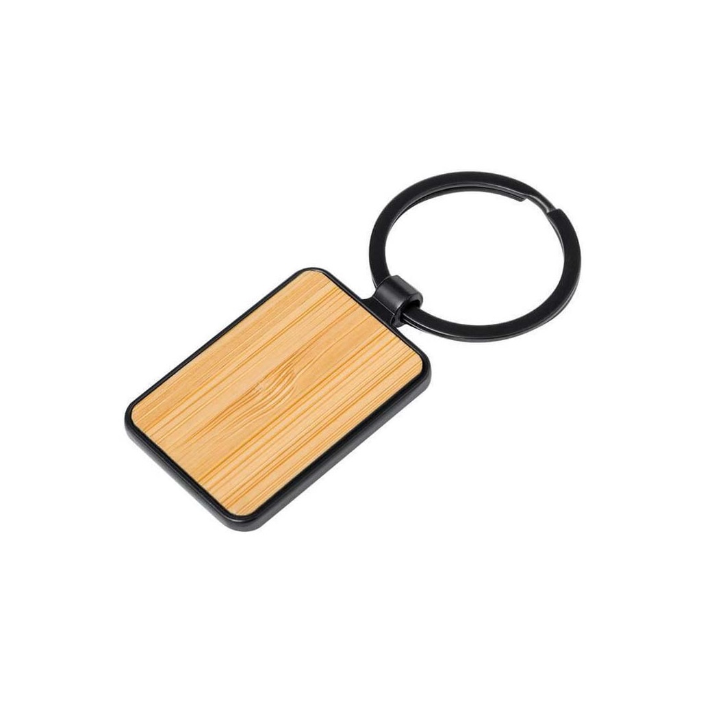 RUBI - Rectangle Bamboo Metal Keychain - Key Holders - Eco-Friendly Corporate Gifts Dubai
