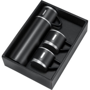 SAFFLE - Giftology Family Set of Vacuum Flask & Two Cups - Black - Mugs & Cups & Flasks & Bottles & Gift Sets - Eco-Friendly Corporate Gifts Dubai