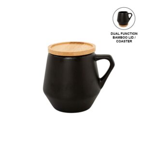 SEVILLA - eco-neutral Ceramic Mug with Bamboo Lid - Black - Mugs & Cups & Coasters - Eco-Friendly Corporate Gifts Dubai