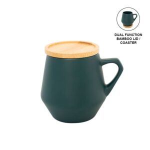 SEVILLA - eco-neutral Ceramic Mug with Bamboo Lid - Dark Green - Mugs & Cups & Coasters - Eco-Friendly Corporate Gifts Dubai