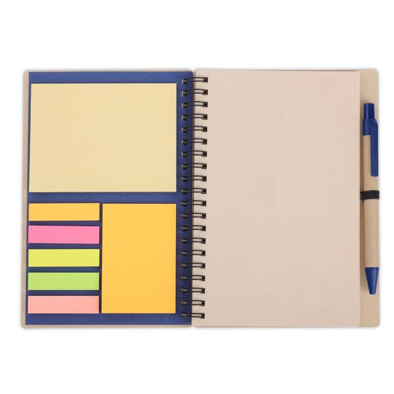SION- eco-neutral B6 Notepad & Pen Set with Sticky Note - Navy Blue - Notebooks, Pads & Folders - Eco-Friendly Corporate Gifts Dubai