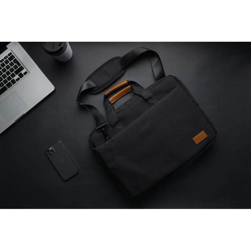 SLOTEN - Santhome® 15" Laptop Bag - Black/Tan - Laptop Bags - Eco-Friendly Corporate Gifts Dubai