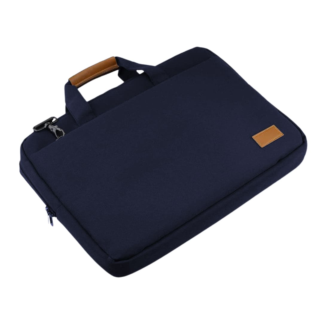 SLOTEN - Santhome® 15" Laptop Bag - Navy Blue/Tan - Laptop Bags - Eco-Friendly Corporate Gifts Dubai