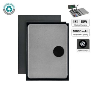 SOLAIS - Santhome Recycled 10000 mAh Power Bank with 15W Magsafe Smart A5 Organizer - Grey - Powerbanks & Notebooks, Pads & Folders - Eco-Friendly Corporate Gifts Dubai