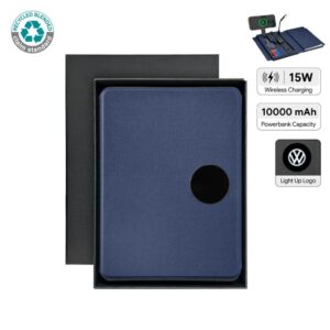 SOLAIS - Santhome Recycled 10000 mAh Power Bank with 15W Magsafe Smart A5 Organizer - Navy Blue - Powerbanks & Notebooks, Pads & Folders - Eco-Friendly Corporate Gifts Dubai