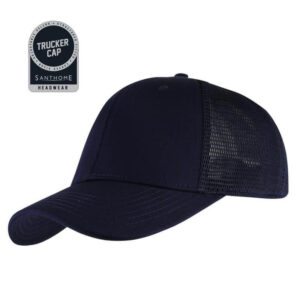 SWIFT - Santhome 6 Panel Trucker Cap - Navy Blue - Caps - Eco-Friendly Corporate Gifts Dubai