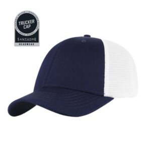 SWIFT - Santhome 6 Panel Trucker Cap - Navy / White - Caps - Eco-Friendly Corporate Gifts Dubai