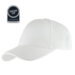 SWIFT - Santhome 6 Panel Trucker Cap - White - Caps - Eco-Friendly Corporate Gifts Dubai