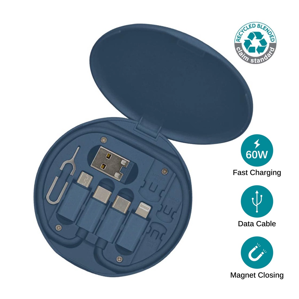 TAVIRA - @memorii Recycled Multi-Cable Set - Blue - Chargers & Mobile & Phone Accessories - Eco-Friendly Corporate Gifts Dubai