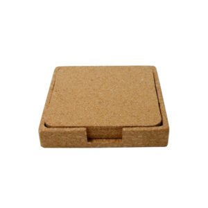 TEREVI - eco-neutral set of 4 Cork Coasters with Cork Stand - Stationery & Desk Items - Eco-Friendly Corporate Gifts Dubai