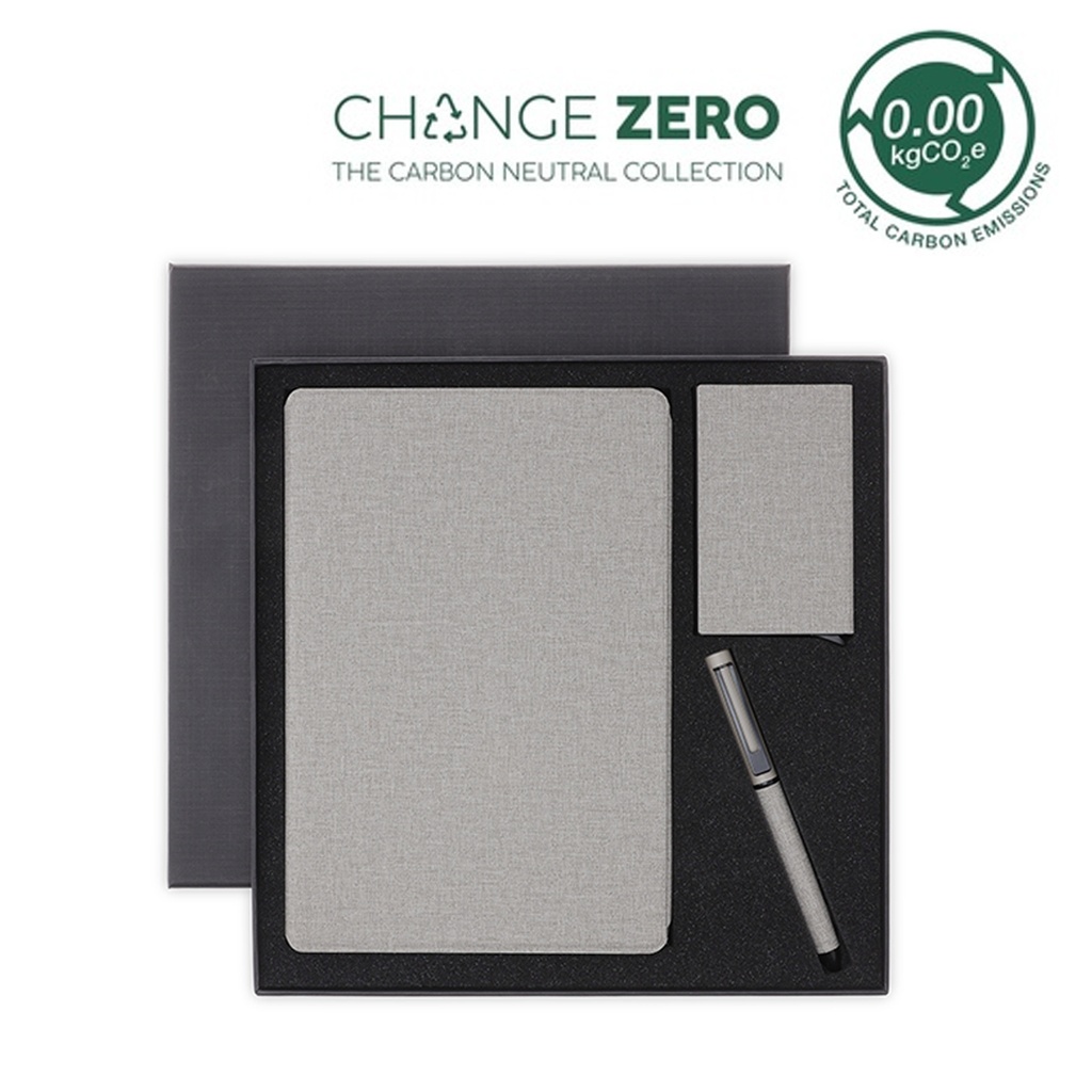 TESSIN - CHANGE ZERO Sustainable Gift Set with Refillable Notebook, Pen & Cardholder - Grey - Gift Sets & For your Office - Eco-Friendly Corporate Gifts Dubai