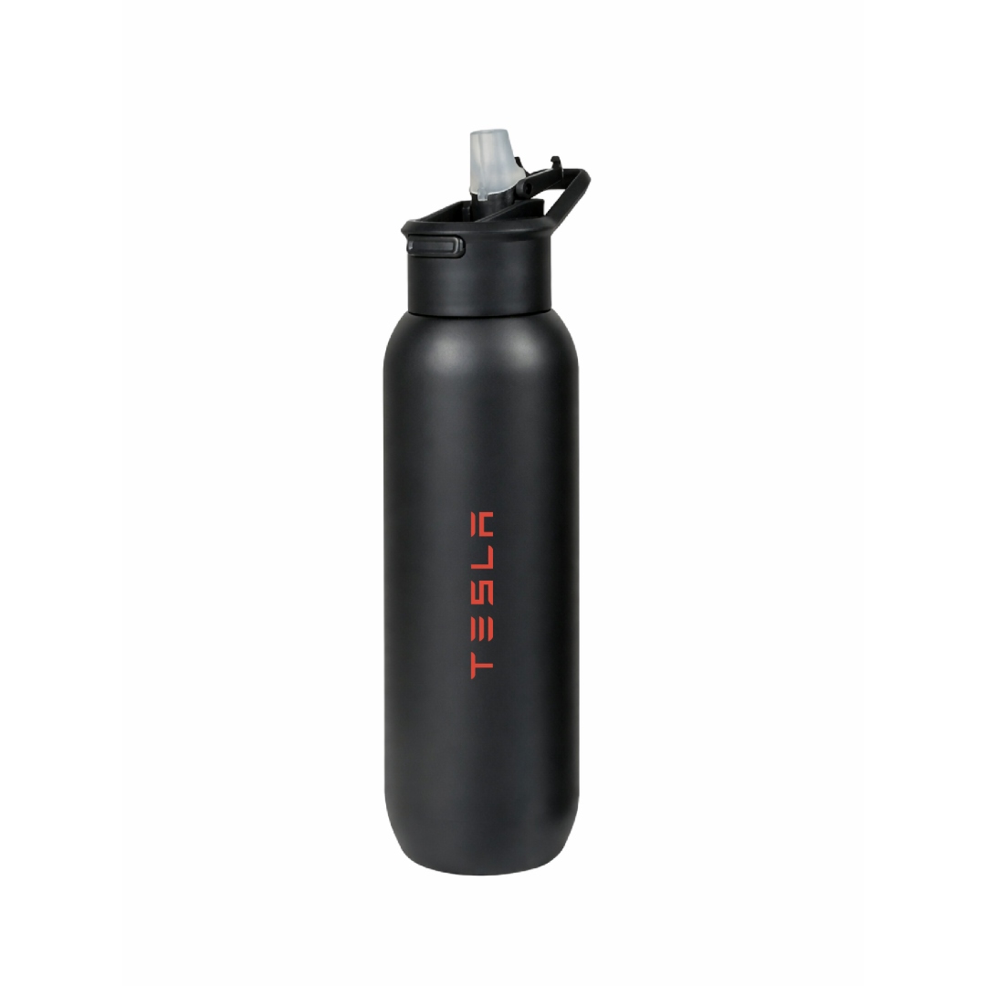 TOLEDO - Hans Larsen Double Wall Bottle with Straw 600 ml - Black - Flasks & Bottles - Eco-Friendly Corporate Gifts Dubai