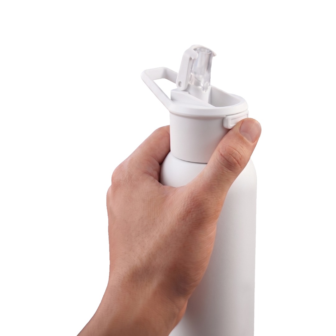 TOLEDO - Hans Larsen Double Wall Bottle with Straw 600 ml - White - Flasks & Bottles - Eco-Friendly Corporate Gifts Dubai