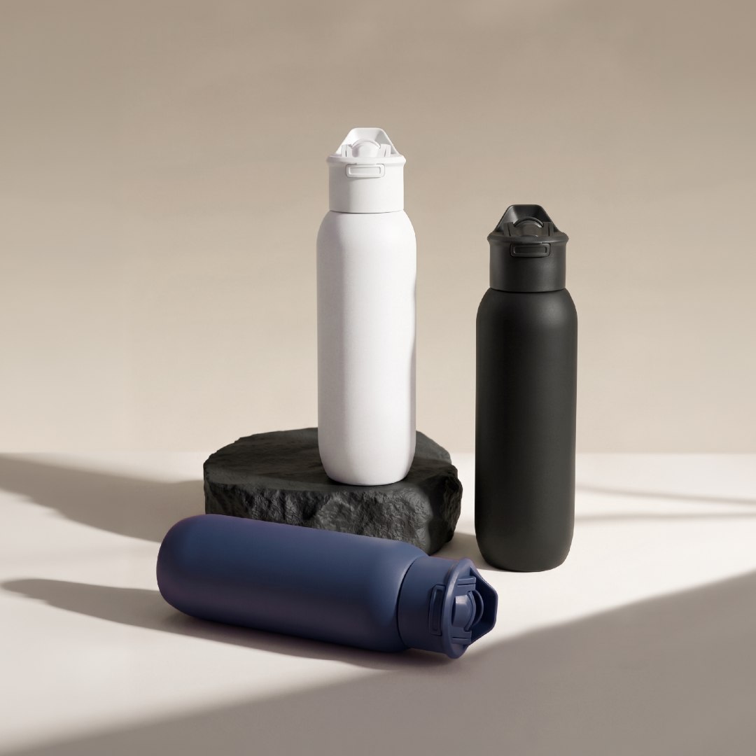 TOLEDO - Hans Larsen Double Wall Bottle with Straw 600 ml - White - Flasks & Bottles - Eco-Friendly Corporate Gifts Dubai