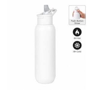 TOLEDO - Hans Larsen Double Wall Bottle with Straw 600 ml - White - Flasks & Bottles - Eco-Friendly Corporate Gifts Dubai