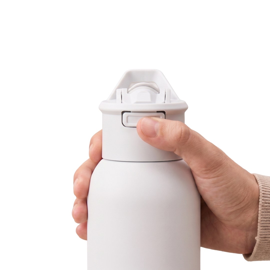 TOLEDO - Hans Larsen Double Wall Bottle with Straw 600 ml - White - Flasks & Bottles - Eco-Friendly Corporate Gifts Dubai