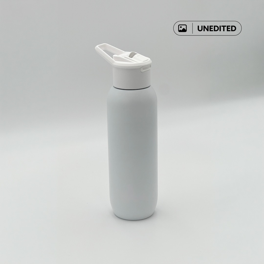 TOLEDO - Hans Larsen Double Wall Bottle with Straw 600 ml - White - Flasks & Bottles - Eco-Friendly Corporate Gifts Dubai