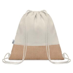 TRIGE - GRS-certified Recycled Cotton & Jute Drawstring Bag - Natural - Drawstring Bags - Eco-Friendly Corporate Gifts Dubai